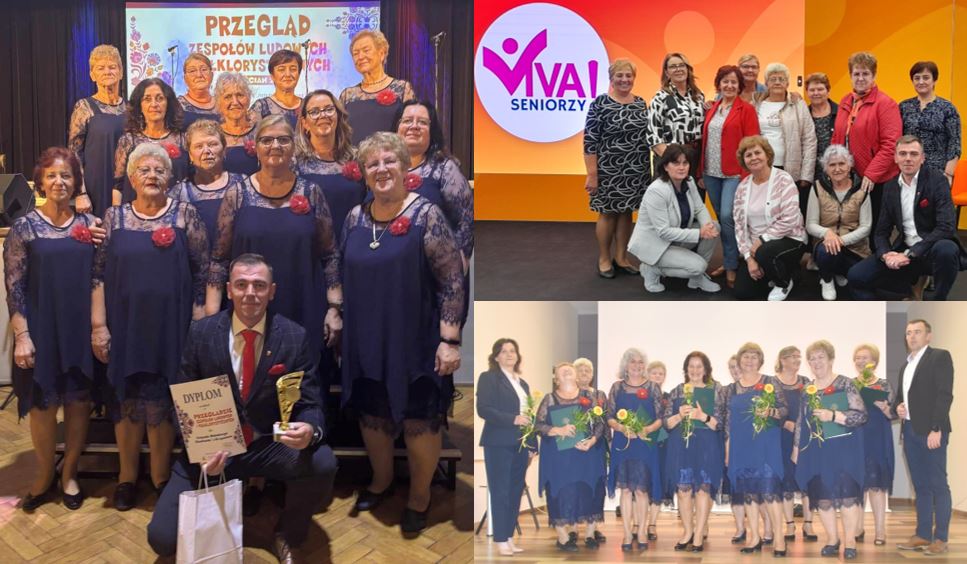 Kolaż ze zdjęć prezentujący zespół na scenach różnych przeglądów muzycznych